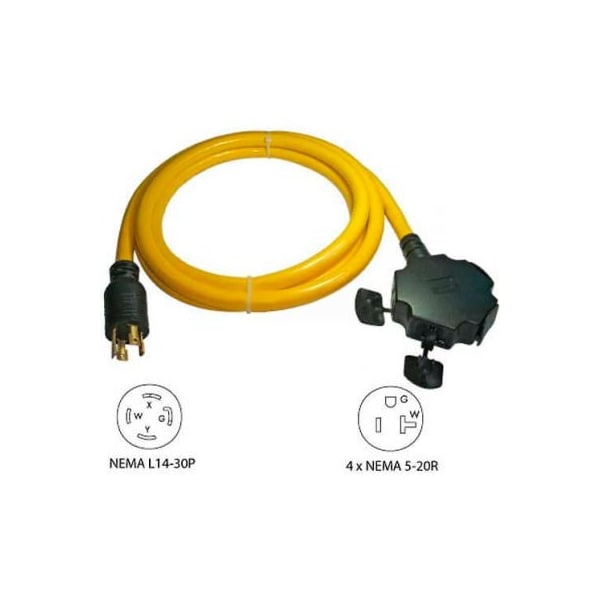 Conntek Conntek, 20610-010 10', 30A, Generator Power Cord with NEMA L14-30P to 5-15/20R*4 20610-010 - main